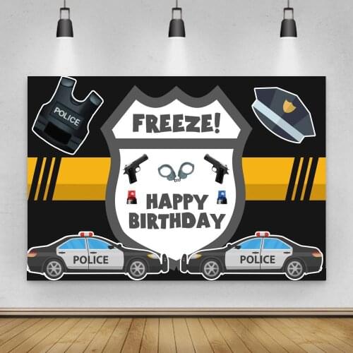 Police Theme Backdrop for Boy Birthday Hero Party Baby Shower Cosplay Dress Up Decorations Police Badge Photo Background