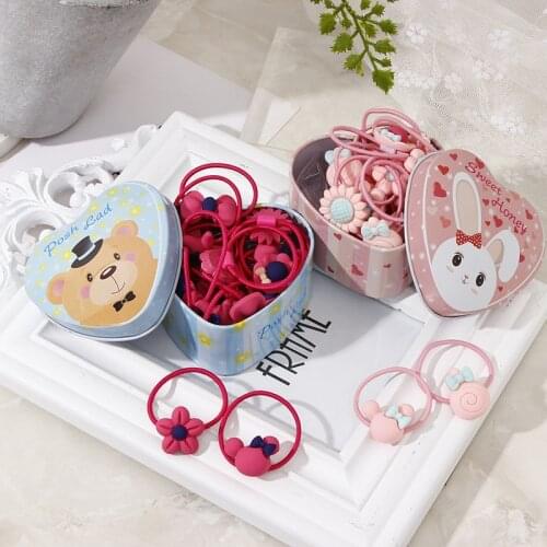 20pcs/Lot New Gift Box Packed Girls Cute Cartoon Elastic Hair Bands Headwear Scrunchies Rubber Bands Headbands Hair Accessories