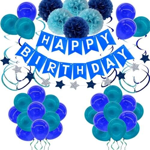 Fishtail birthday balloon paper flower ball party decorated crystal blue round balloon