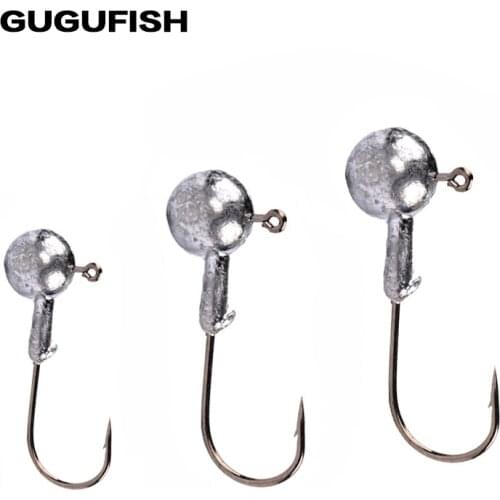 GUGUFISH 5pcs Lead Jig Head Fishing Hook 1.5g/2g/3.5g/5g/7g/10g/14g Jig Hooks For Soft Fishing Lure Carbon Steel Fishhooks