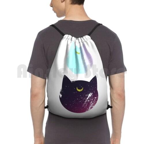 Sailor Moon Luna And Artemis Backpack Drawstring Bag Riding Climbing Gym Bag Sailor Sailor Moon Luna Artemis Anime Silhouette