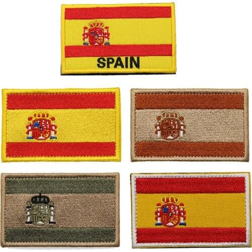Spain Flag 3D patches for backpacks bags embroidery military patch applique Armband tactical Moral Badge Hook And Loop stickers