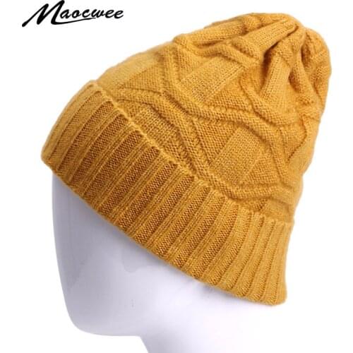 Women Baggy Skullies Beanies Hat Winter Knitted Warm Thick Cap Unisex Hedging Caps Soft Elasticity Female Men Windproof Bonnets