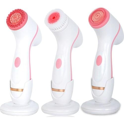 Facial Cleansing Brush Sonic Vibration Silicone Face Spin Brush Electric Cleanser Washing Skin Deep Cleaning Remove Blackhead