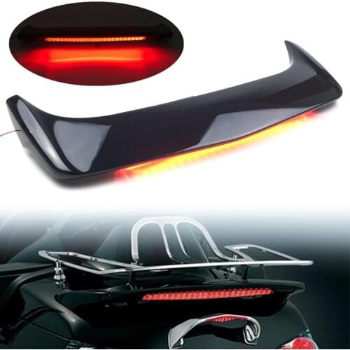 Motorcycle ABS Trunk Spoiler LED Red Rear Brake Light For Honda Goldwing GL1800 01-17 15 motorbike accessories