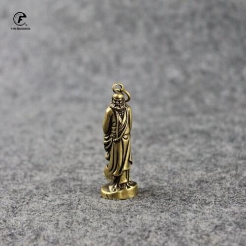 Pure Copper Dharma Buddha Statue Home Decor Brass Bodhi Ancestor Sculpture Vintage Living Room Office Desk Decoration key chain