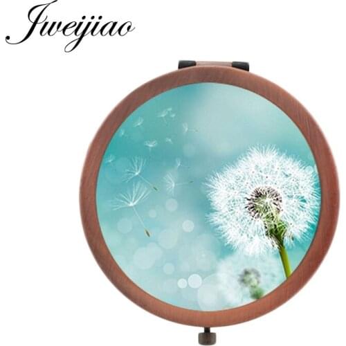 Youhaken white Dandelion Beauty Health Tools Accessories Mirrors nature plants Mini Vintage Copper Metal pocket mirror DA01