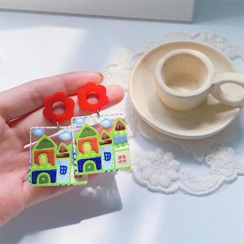 Summer sweet cream ice cream candy house earrings literary cute little fresh girl earrings female jewelry