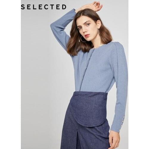 SELECTED Womens New Fashion Slimming Pure Color Stripe Simple Knit Cardigan S|420324001