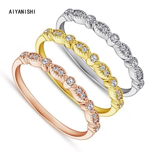 AIYANISHI Solid 925 Silver Rings For Women Sona Diamond Ring White Gold Bridal Wedding Engagement Trendy Jewelry Bijoux Femme