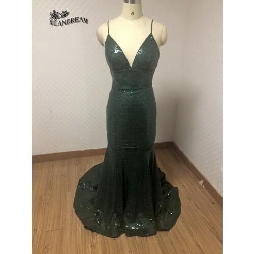 Free shipping cheap evening gown abito da sera robes de soiree longue sexy backless elegant emerald green evening dresses XD122