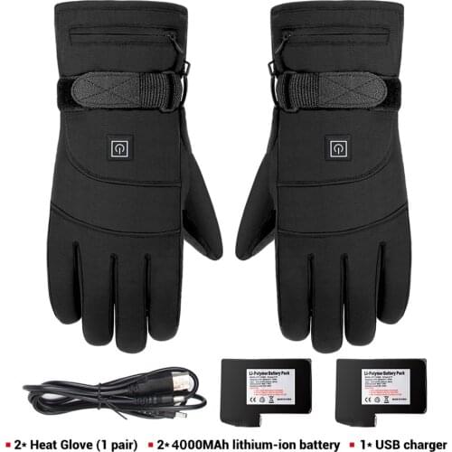 1Pair Heated Gloves 3.7V Rechargeable Battery Powered USB Electric Heating Gloves Hand Warmer For Hunting Fishing Skiing Cycling