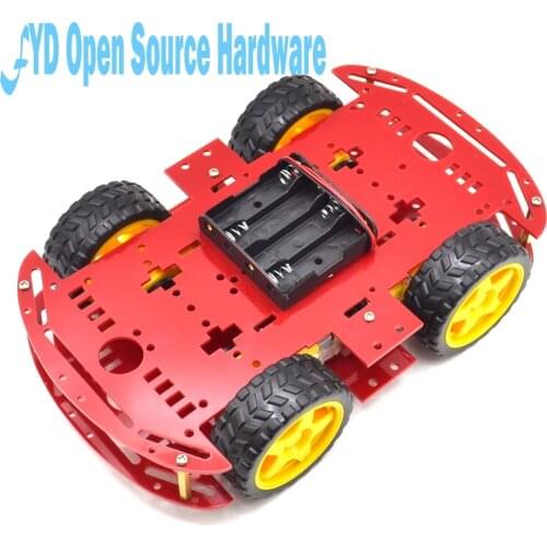 1 pc red Motor Smart Robot Car Chassis Electronic Manufacture DIY Kit Speed Encoder Battery Box 4WD 4 Wheel Drive Car