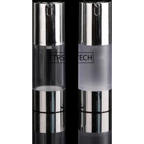 100pcs Airless Pump Bottle 15ml 30ml 50ml 80ml 100ml Silver Cosmetic Liquid Cream Container Lotion Essence Bottles F2961