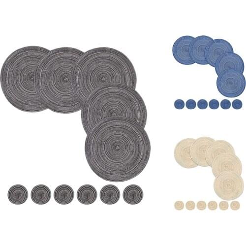 12 PCS Round Placemats And Coasters Set(15 Inchx15 Inch&4.33 Inchx4.33 Inch)
