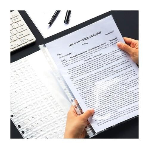 Clear File Bag A4 Document Bag Paper Transparent Bag 2/3/4/11 Ring Binder Folder Bag