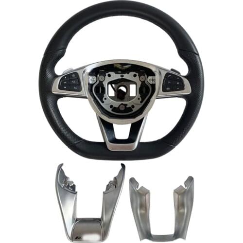 2x Compatible with Mercedes-A200 C200 C260 W205 W213 Steering Wheel Modified Chrome-Bright Strip Car Sticker Accessories