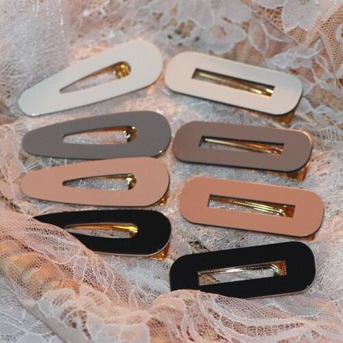 2020 New Arrival hair clips four color hairpin Hollow Waterdrop Rectangle barrettes solid color hair ornament