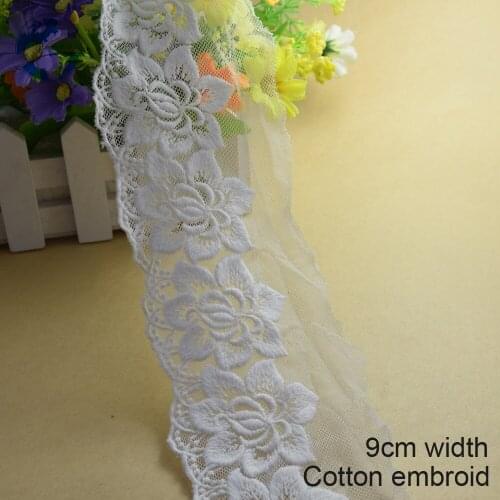 3yards 9cm Cotton Embroidery Lace Sewing Ribbon Guipure African Lace Fabric Trim Warp Knitting DIY Garment Accessories#2626