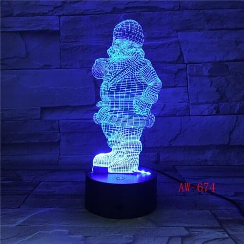 3D Stereoscopic Visual Creative Atmosphere of Santa Claus 7 Color Change Table Lamp Bedroom LED Night Light Dropship AW-674