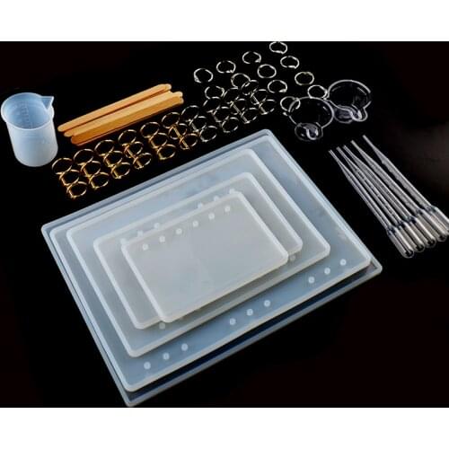 45Pcs Silicone Notebook Resin Mold Set Casting Mould Notebook Cover Bookmark Shell Casting Epoxy Resin Mold DIY Kit Tools