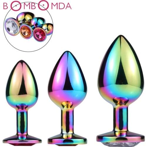 Stainless Steel Metal Anal Plug With Crystal Diamond Jewelry Smooth Butt Plug Anal Bead Anus Dildo Adults Sex Toys for Men Women