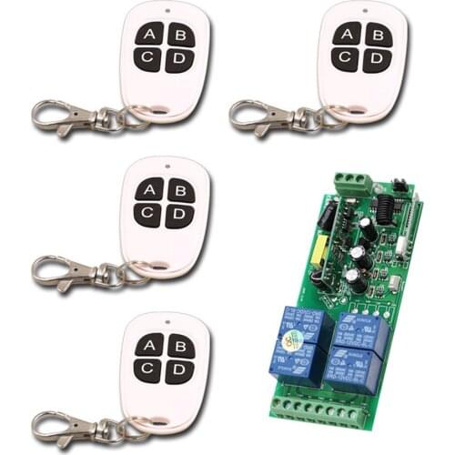 1000W AC85V ~250V RF Wireless Remote Control Switch 4CH Relay Radio Wide Voltage Receiver & Transmitters For Gate Electric Doors
