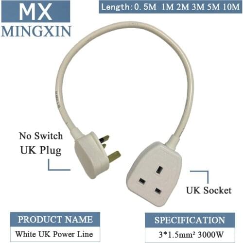 British standard extension cable 0.5M-10M meters hong kong uk singapore saudi arabia outlet and bsi 13a 250v white plug
