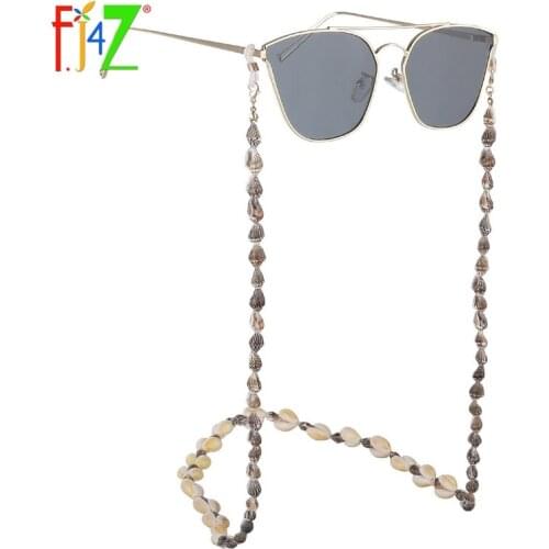 F.J4Z New Women Sun Glasses Chains Summer Beach Nature Seashell Sunglasses Lanyard Snappy Dresser Eyewear Holder Jewelry