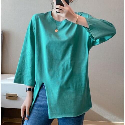 Autumn Long Sleeve T Shirt For Women Loose Soft Cotton Pink O Neck Korean Fashion Womens Clothes Tee Shirt Femme Tops Female