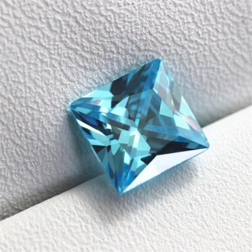 Princess-cut square shape faceted Stones beads brazil sea blue loose stone for jewelry making DIY cubic zircon ins hot stones