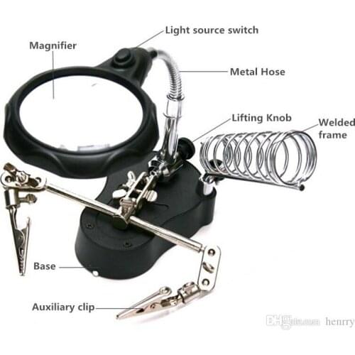 HD with LED lights 10 times magnifier iron a bag , welding multifunction desktop maintenance magnifying glass, electric ir