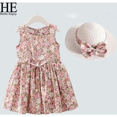 HE Hello Enjoy Girls Sleeveless Floral Dress 2021 Fashion Spring Summer Toddler Baby Flowers Costumes Children Princess Clothing
