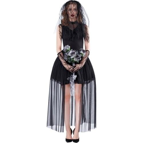 Halloween Zombie Vampire Cosplay Costume Adult Women Carnival Role Play Ghost Bride Cosplay Costume Fancy Party Dress Outfit