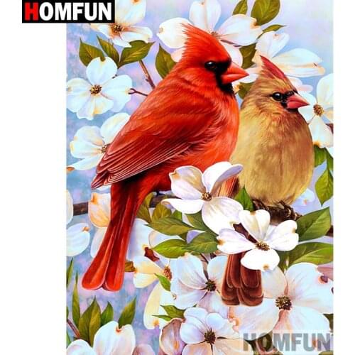 HOMFUN Full Square/Round Drill 5D DIY Diamond Painting "Bird flower" 3D Diamond Embroidery Cross Stitch Home Decor A21347