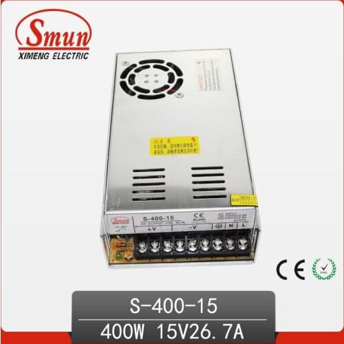 SMUN 400W 15VDC 27A Single Output Switching Power Supply With CE ROHS China Factory For Light