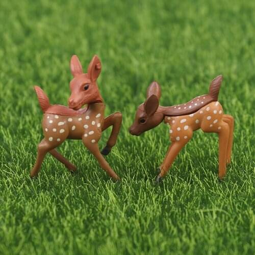 2PCS Artificial Mini Sika Deer Giraffe Fairy Garden Miniatures Gnomes Moss Terrariums Resin Crafts Figurines Home Decoration