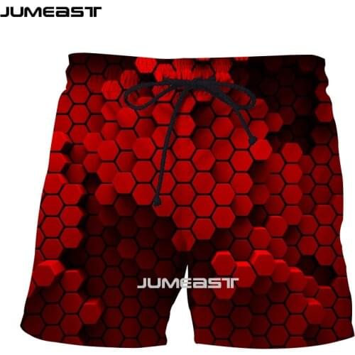 Jumeast Brand Men/Women 3D Printed Lattice Shape Shorts Trunks Quick Dry Beach Casual Sweatpants Short Pants