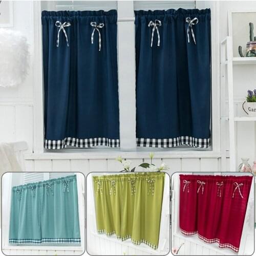 Pastoral Style Bowknot Short Curtain Bay Window Balcony Student Bed Curtain Living Room Kitchen Home Decoration