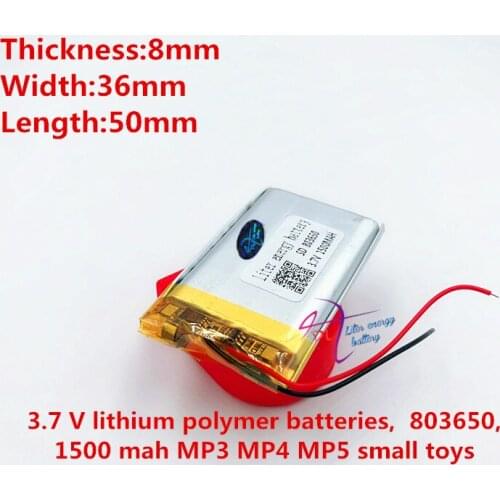 Liter energy battery lithium ion polymer rechargeable battery 803650 3.7V 1500mAh