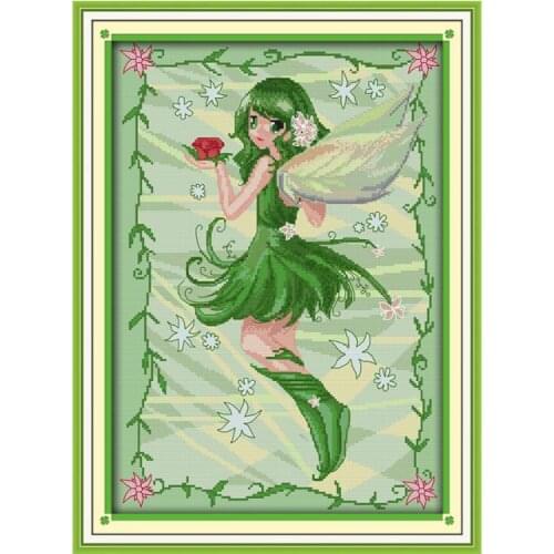 Green-elf cross stitch kit cartoon 14ct 11ct print canvas stitching embroidery DIY handmade needlework