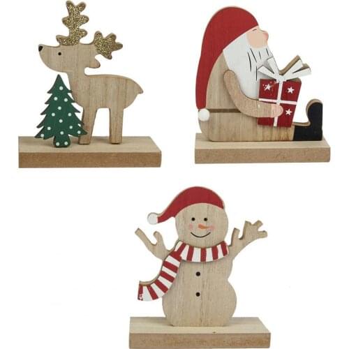3 Styles Desktop Decorations Christmas Ornaments Eco-friendly Eye-catching Wood Pretty Lovely Xmas Desktop Decorations for Home