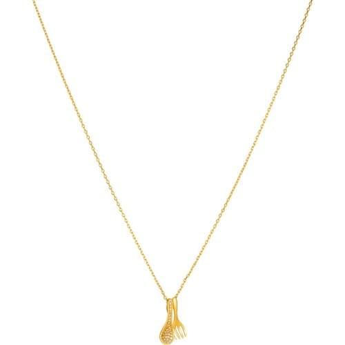 Jaeeyin 2021 New Arrivals Cute Jewelry Spoon Fork Gold Color Cubic Zircon Paved Gift For Teen Clavicle Chain Necklace for Girls