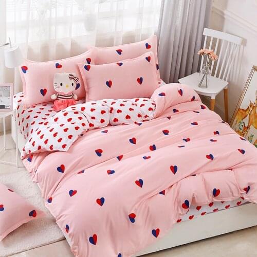 New Home Textile Twin Queen King Bedding Set Pink Heart Love Girl Teen Adult Woman Bed Linens Duvet Cover Sheet Pillow Case