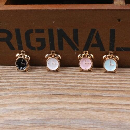 20PCS/Lot Oil Drop Charms Cute Clock Enamel Charms Alloy Pendant Fit Necklaces Bracelets DIY Jewelry Accessories