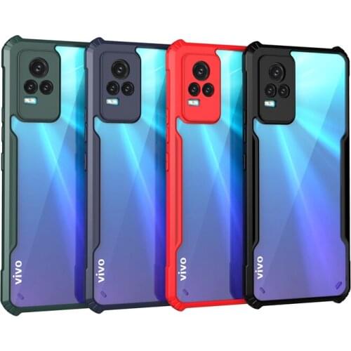 Transparent Acrylic Armor Shockproof Case For VIVO V21 V21E V20 SE X30 X50 Pro Y73 2021 V17 V19 India Soft TPU Bumper Back Cover