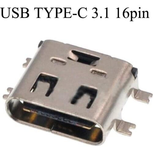 YuXi 10pcs Micro USB JACK charge Connector TYPE-C 3.1 16P With shrapnel Full Patch Data Charging Plug Solder Wire Connector