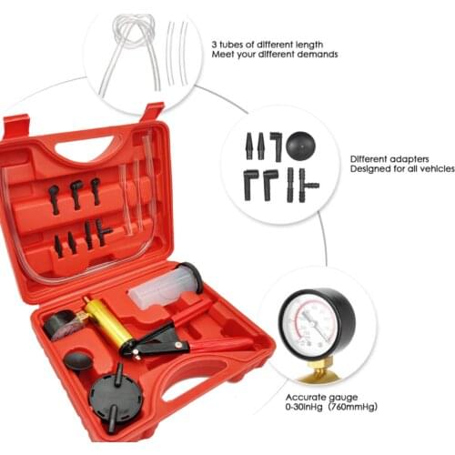 2021 Hand Held Vacuum Pressure Pump Tester Tool Durable Brake Fluid Bleeder Bleeding Kit for Car Motorbike Moped Motor Bike