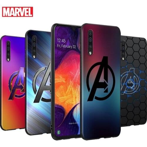 Marvel Avengers Logo Marble For Samsung Galaxy A90 A80 A70S A60 A50S A40S A30S A20E A10S A2 Core 5G Black Soft Phone Case