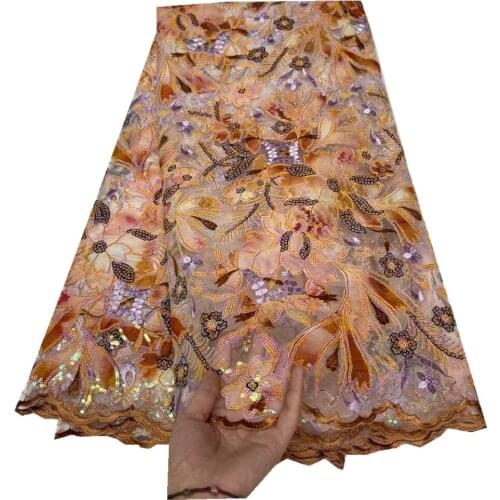 SJ Lace Heavy sequins African Lace Fabric 2021 High Quality Nigerian Women Party Embroidery Lace Fabric For Sewing j3-72